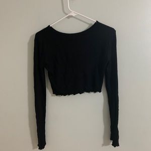 Black long sleeve Bozzolo crop top.